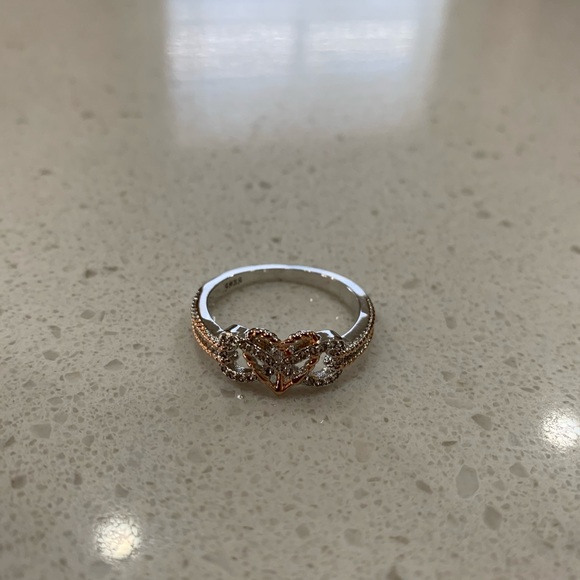 Silver Rose Gold Infinity Heart Ring - Picture 8 of 8
